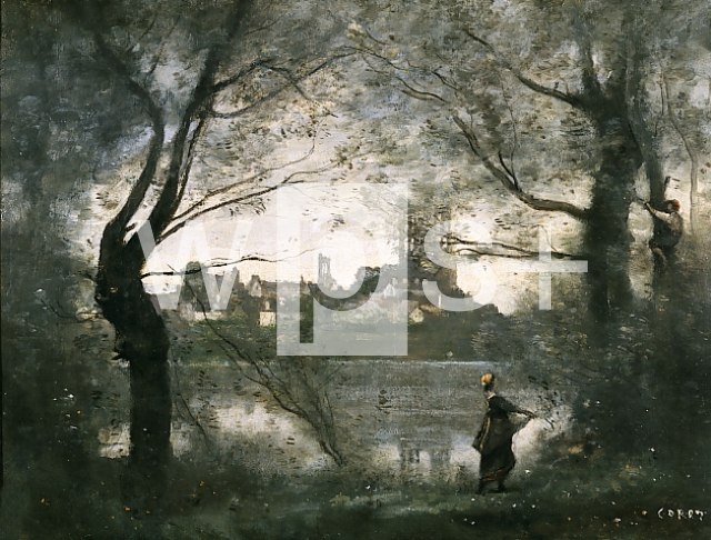 COROT Jean-Baptiste｜マントの大聖堂（夕景）