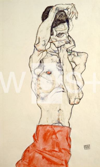 SCHIELE Egon｜赤い布をまく裸の男