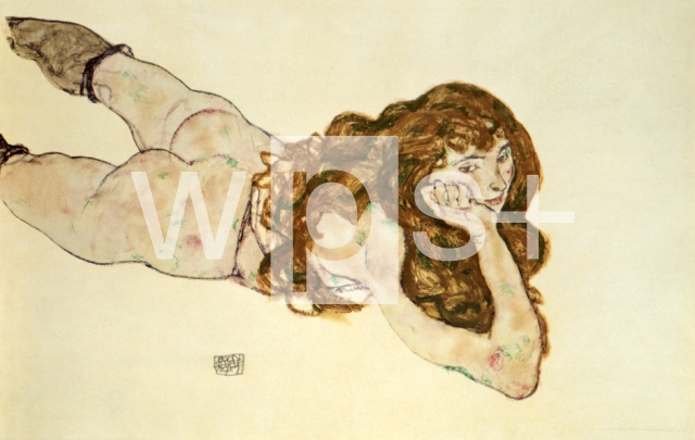 SCHIELE Egon｜うつ伏せの裸婦