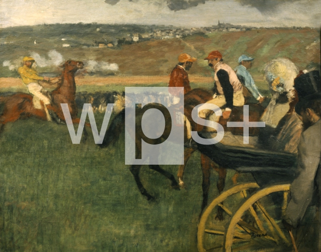 DEGAS Edgar (Hilaire Germain Edgar de)｜競馬場、馬車の脇のアマチュア騎手たち