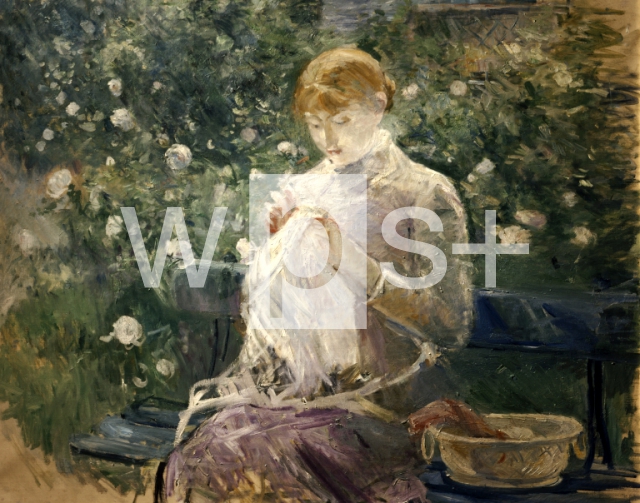 MORISOT Berthe｜ブージヴァル公園で縫いものをするパシー