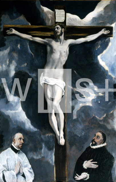 EL GRECO (Doménikos Theotokópoulos)｜二人の寄進者に礼拝される十字架のキリスト