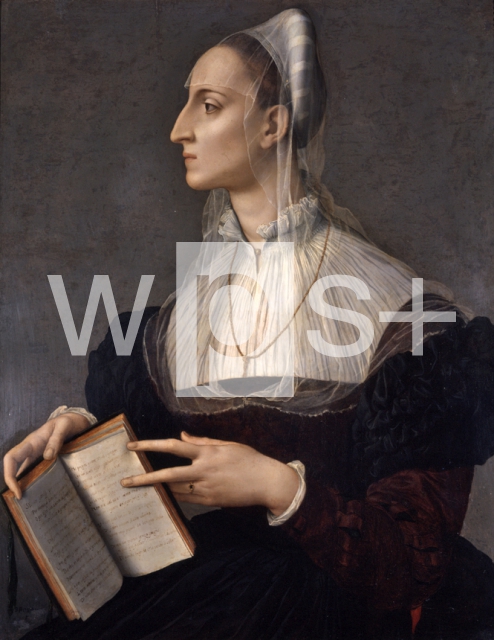 BRONZINO Agnolo｜ペトラルカの14行詩を読んでいる間の女流詩人ラウラ・バッティフェッリの肖像