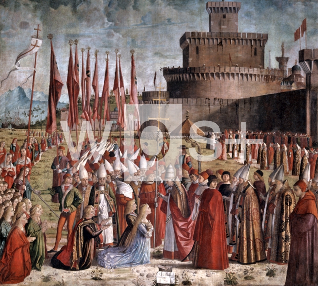CARPACCIO Vittore｜聖ウルスラ伝（6）ローマの城壁の下で教皇から祝福される巡礼団
