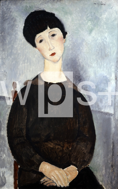 MODIGLIANI Amedeo｜褐色の髪の座る若い娘