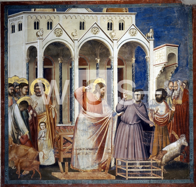 GIOTTO DI BONDONE｜キリスト伝「神殿から商人を追い払うキリスト」