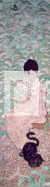 BONNARD Pierre｜庭の女性たち：猫と座ってる女性