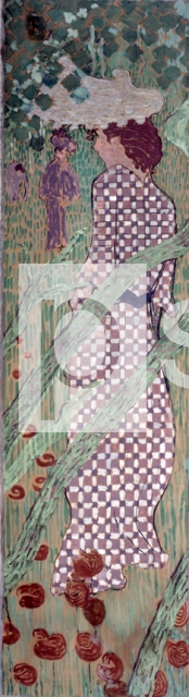 BONNARD Pierre｜庭の女性たち：角模様のドレスの女性