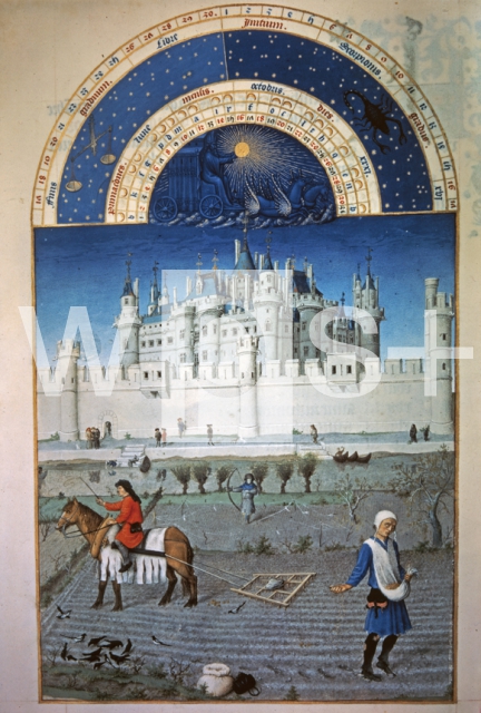 LIMBOURG Frères de｜10月、ルーヴル宮殿・小麦の種まき