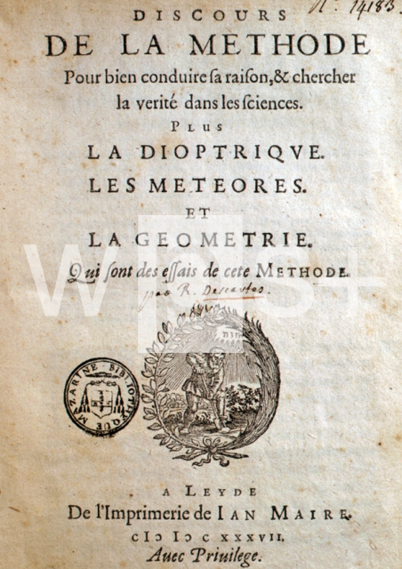 ｜デカルト著「方法序説」の扉ページ