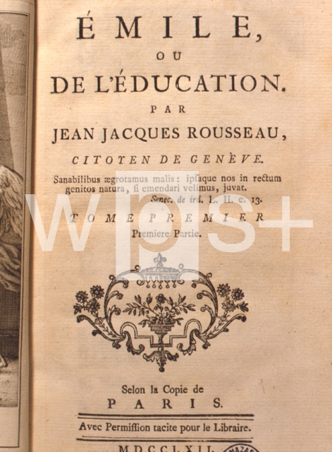 ｜ルソー著「エミール（教育について）」の扉ページ