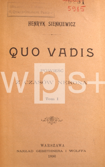｜シェンキェヴィチ著「クオ・ヴァディス」の扉ページ