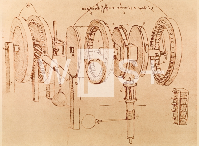 LEONARDO DA VINCI｜ダ・ヴィンチの自筆原稿「連続運動における交互運動の転換装置の図面」