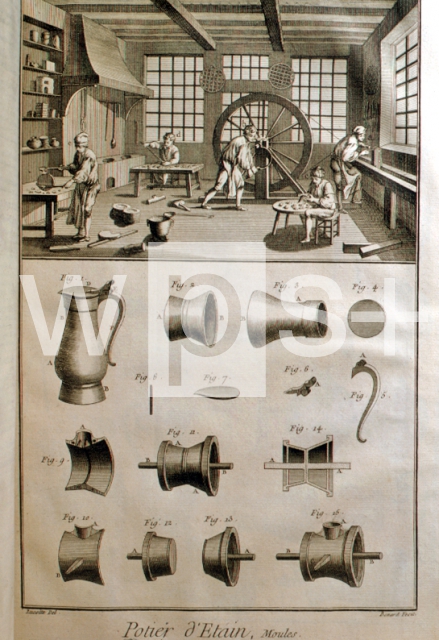DIDEROT Denis & D’ALEMBERT Jean Le Rond｜錫製容器の鋳造所（百科全書より）