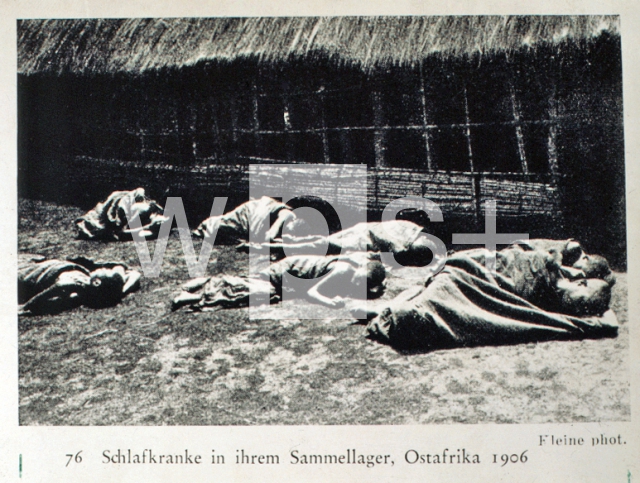 ｜東アフリカの睡眠病の犠牲者、1906年コッホのキャンプ前にて