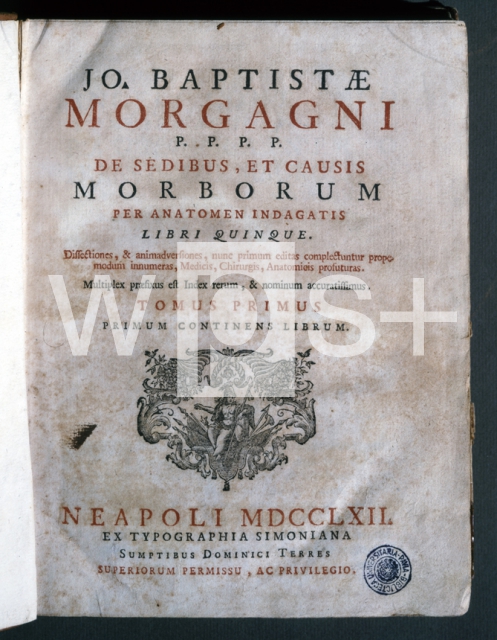 ｜モルガーニ著「解剖によって明らかにされた疾病の所在と原因について」の扉ページ