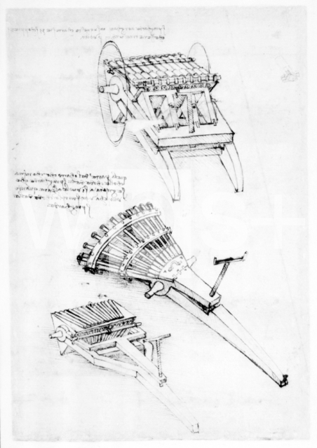 LEONARDO DA VINCI｜ダ・ヴィンチの自筆原稿「3段式速射砲」