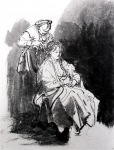 REMBRANDT Harmensz van Rijn｜素描、化粧室の婦人