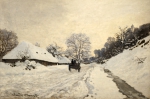 MONET Claude Oscar｜オンフルールの雪道と二輪馬車