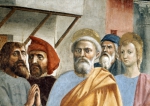 MASACCIO (Tommaso di ser Giovanni di Mone Cassai)｜己の影を投じて病者を癒す聖ペテロ（部分）