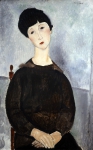 MODIGLIANI Amedeo｜褐色の髪の座る若い娘