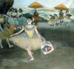 DEGAS Edgar (Hilaire Germain Edgar de)｜舞台で花束を持って挨拶する踊り子