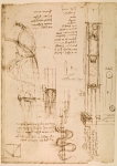 LEONARDO DA VINCI｜ダ・ヴィンチの自筆原稿「抗打ち機のげんりと製作について描いてる図面」