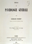 ｜リシェ著「一般心理学の随筆」の扉ページ